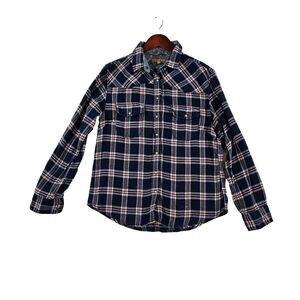 JACHS Womens Girlfriend Beas Shirt Long Sleeves‎ Snap Front Plaid Blue Medium